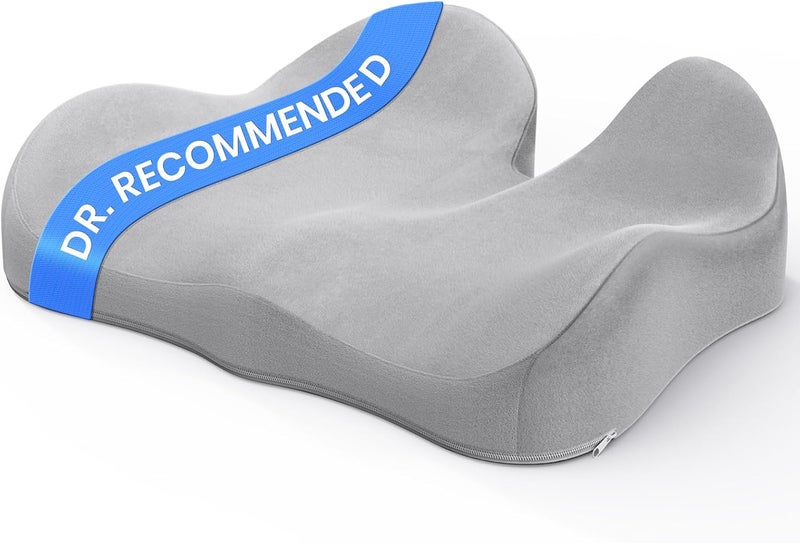 Benazcap Seat Cushion - Memory Foam Car Seat Pad - Sciatica & Lower Back Pain Relief - Car Seat Cushions for Driving - Road Trip Essentials for Drivers, Grey - Image 1